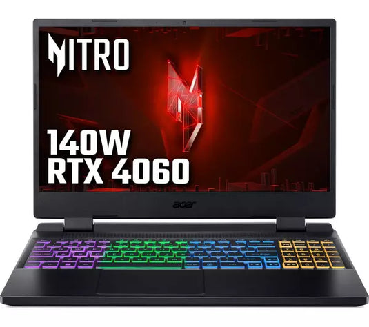 Acer Gaming Laptop Nitro AN515-58 - 12th Generation Core i7 16GB DDR5 RAM 1TB SSD NVIDIA RTX 4060 Graphics RGB Backlit Keyboard 15.6" 144Hz FHD Screen