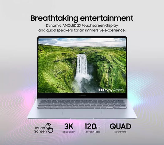 Samsung Laptop Galaxy Book4 Edge - Snapdragon X Elite Processor 16GB DDR5 RAM 512GB SSD 1.19KG Weight Backlit Keyboard 14" 3K AMOLED Touchscreen