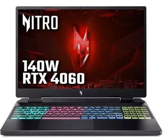 Acer Gaming Laptop Nitro 16 - 7th Generation H-Series Ryzen 7 16GB DDR5 RAM 1TB SSD NVIDIA RTX 4060 Graphics 4-Zone RGB Keyboard 16.1" Quad-HD 165Hz Screen